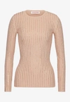 Valentino Crystal-embellished Long-sleeved Top In Sand
