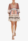 Zimmermann Devi Spliced Billow Linen Minidress In Multicolor