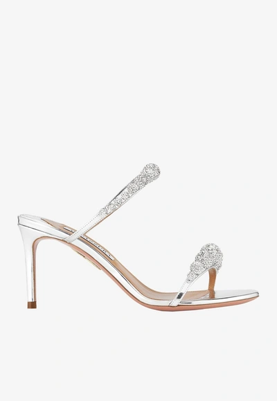 Aquazzura Disco Dancer Mules 85mm In Silver