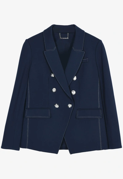 T Tahari Double-breasted Blazer In Blue