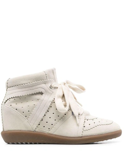 Isabel Marant Bobby Suede Sneakers In White