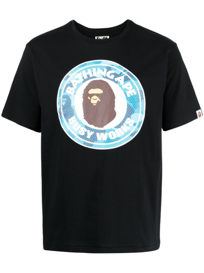 A Bathing Ape Busy Works Cotton T-shirt In Black