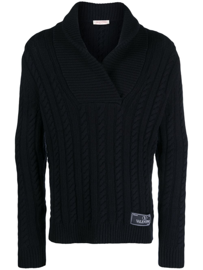 Valentino Cross-over Lapels Sweater In Blue