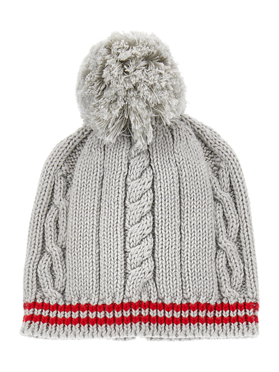 Monnalisa Kids'   Knitted Hat In Grey + Red