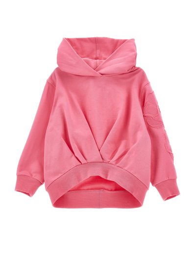 Monnalisa Kids'   Sweatshirt With Anemone Embroidery In Azalea
