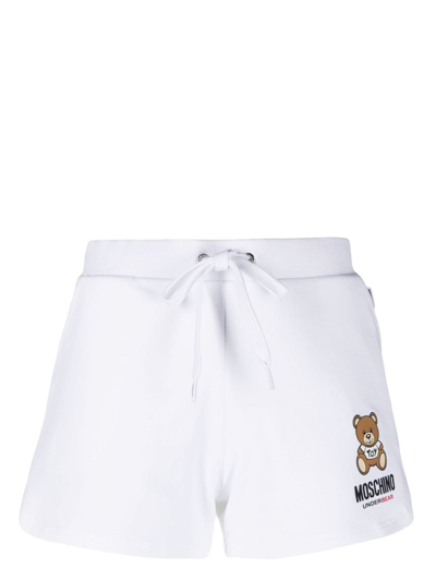 Moschino Teddy Bear Motif Pyjama Shorts In White
