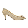 DOLCE & GABBANA LUREX LACE RAINBOW PUMPS WITH BROOCH DETAILING