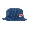 Kenzo Logo Patch Stripe Detailed Bucket Hat In Medium_stone_blue_denim