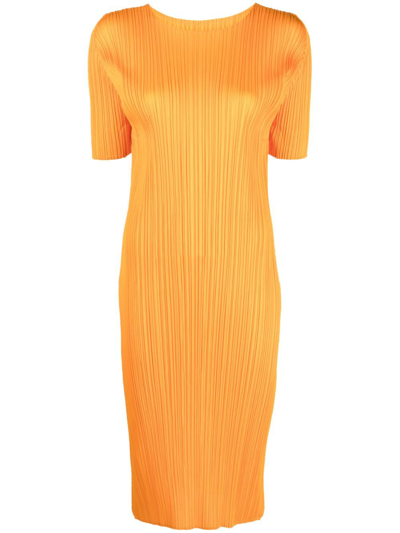 Issey Miyake Orange Monthly Colours May Plissé Dress