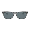 Ray Ban Unisex New Wayfarer Classic 55 Polarized Low Bridge Fit Sunglasses, Rb2132f55-p In Transparent_grey_polarized_dark_blue_polarized