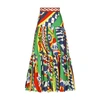 Dolce & Gabbana Long Carretto-print Poplin Skirt With Ruffles In Carretto