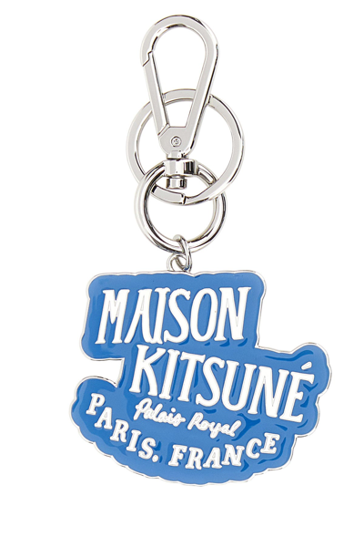 Maison Kitsuné Palais Royal Silver-tone And Enamel Keyring In Sapphire