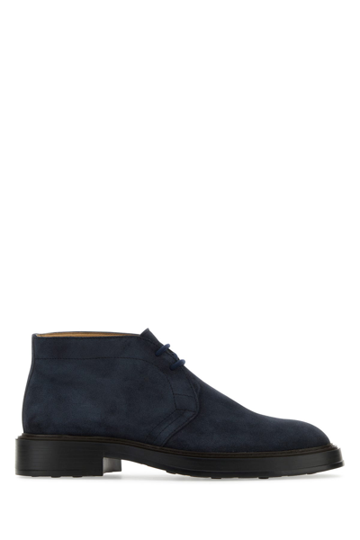 Tod's Ankle-length Lace-up Suede Shoes In Blue