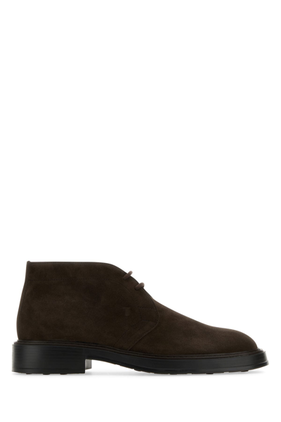 Tod's Suede Lace-up Shoes With Round Toe In Black