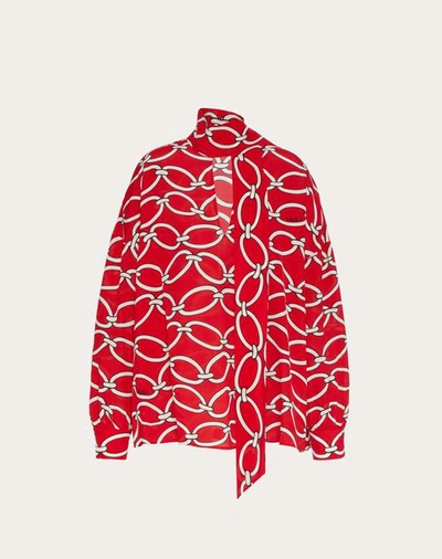 Valentino Tie-detailed Printed Silk Crepe De Chine Blouse In Multi