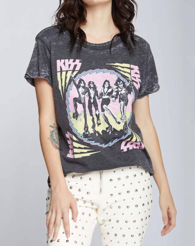 Recycled Karma Kiss Destroyer '76 Bolt Burnout Tee In Black In Black