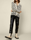 Skies Are Blue Carthage Open Knit Cardigan In Black/ivory In Multi