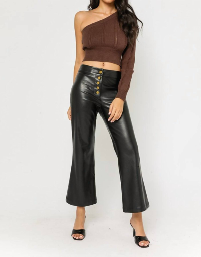 Olivaceous Cropped One Shoulder Sweater In Brown