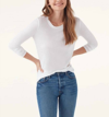 Splendid Crew Neck Long Sleeve Top In White
