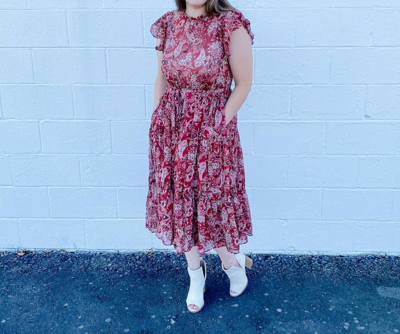 Blu Pepper Ruby Dress In Red/gold In Multi