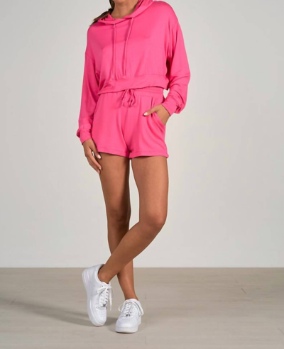 Elan Cheri Long Sleeve Hoodie Crop Top In Fuchsia In Pink