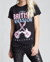 RECYCLED KARMA BRITISH INVASION BAND TEE IN VINTAGE BLACK