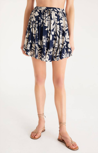 Z Supply Jenni Abstract Leaf Skirt In Midnight Blue