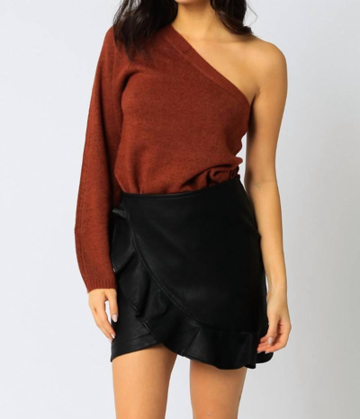 Olivaceous One Shoulder Sweater In Rust In Multi