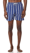Solid & Striped The Classic Drawstrings Swim Shorts Trunks In Bondi Slate Stripe In Multi