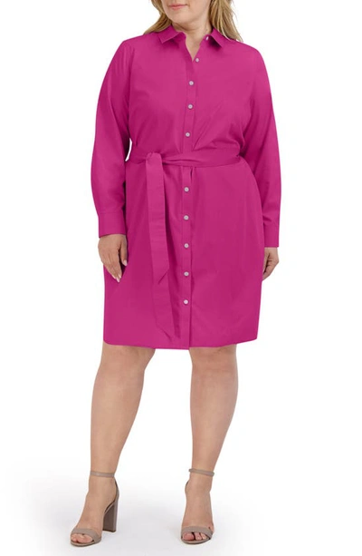 Foxcroft Rocca Long Sleeve Popover Shirtdress In Fuchsia