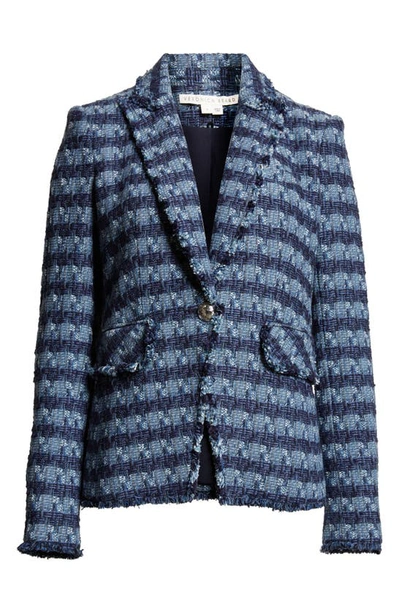 Veronica Beard Stripe Peak Lapel Tweed Blazer In Blue Multi