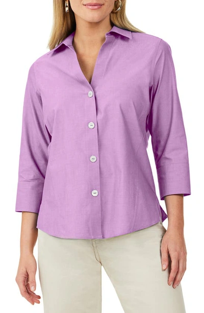 Foxcroft Paityn Non-iron Cotton Shirt In Soft Violet