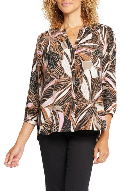 Nydj High-low Crepe Blouse In Half Moon Bay