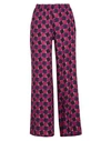 8 BY YOOX 8 BY YOOX PRINTED LINEN PULL-ON PANTS WOMAN PANTS DEEP PURPLE SIZE 8 LINEN