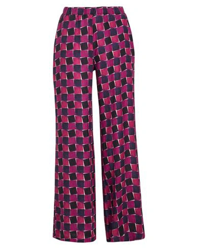 8 By Yoox Printed Linen Pull-on Pants Woman Pants Deep Purple Size 12 Linen