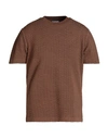 Topman Man T-shirt Brown Size Xl Polyester, Viscose, Elastane In Brown