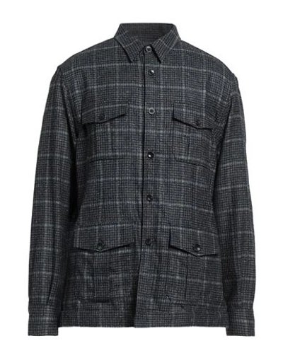 Boglioli Man Shirt Navy Blue Size L Virgin Wool, Silk, Polyamide, Cashmere