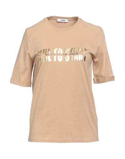 Jijil Woman T-shirt Camel Size 2 Cotton In Beige
