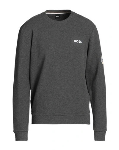 Hugo Boss Boss Man Sweatshirt Lead Size M Cotton, Polyester In Grey