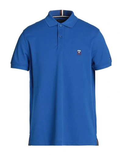 Tommy Hilfiger Man Polo Shirt Bright Blue Size S Cotton, Polyester