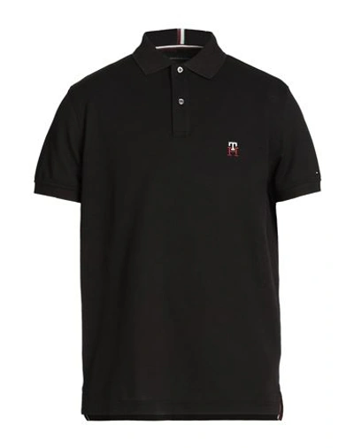 Tommy Hilfiger Man Polo Shirt Black Size S Cotton, Polyester