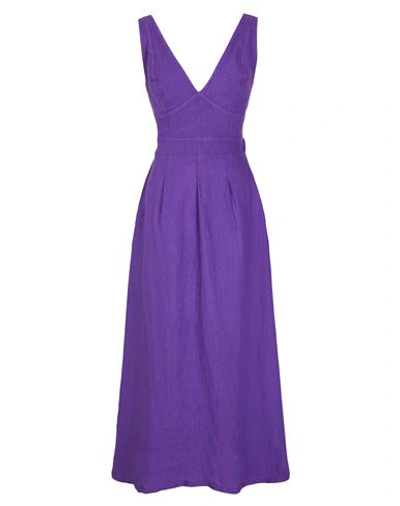 8 By Yoox Sleeveless Midi Dress Woman Midi Dress Deep Purple Size 12 Linen