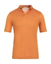 Filippo De Laurentiis Man Polo Shirt Orange Size 38 Linen