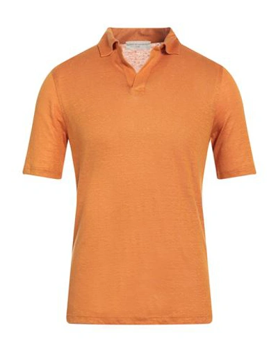 Filippo De Laurentiis Man Polo Shirt Orange Size 38 Linen In Orange