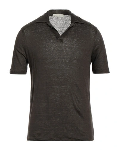 Filippo De Laurentiis Man Polo Shirt Dark Brown Size 40 Linen In Brown