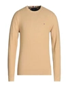 Tommy Hilfiger Man Sweater Camel Size Xl Cotton In Beige