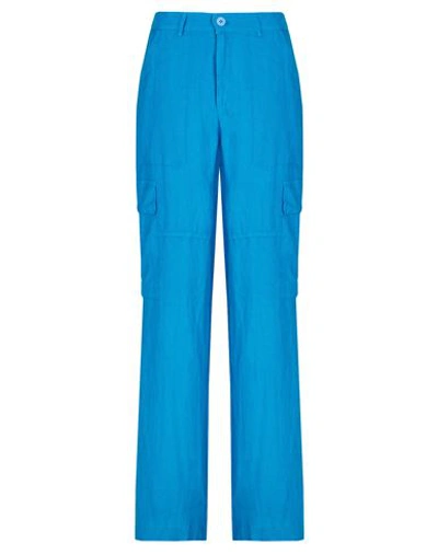 8 By Yoox Linen Cargo Pants Woman Pants Azure Size 12 Linen In Blue