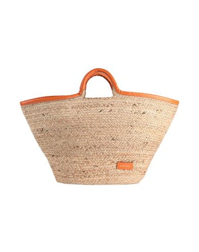 Other Stories &  Woven Tote Bag With Orange Trim In Natural Straw-neutral