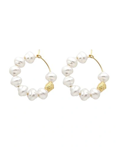 Taolei Woman Earrings White Size - Metal, 750/1000 Gold Plated