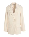 TOPSHOP TOPSHOP WOMAN BLAZER CREAM SIZE 14 POLYESTER, ELASTANE